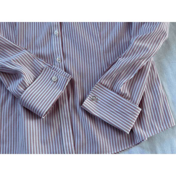 Brooks Brothers Petite Fitted Button Down Shirt, Red/White Stripe, Size 10P - Picture 6 of 7